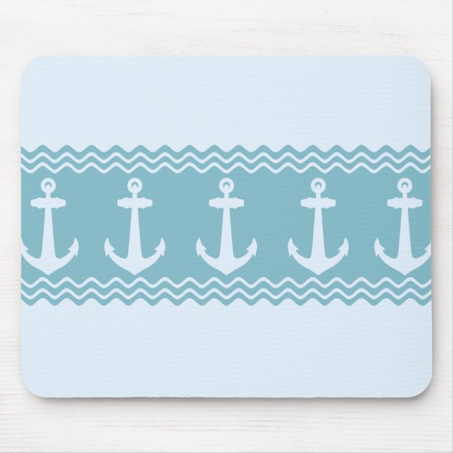 Blue Nautical Anchor Coastal Rand Musmatta (Framsidan)