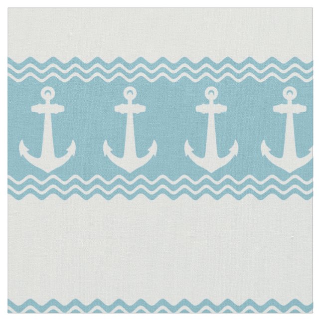 Blue Nautical Anchor Coastal Rand Tyg (Närbild)