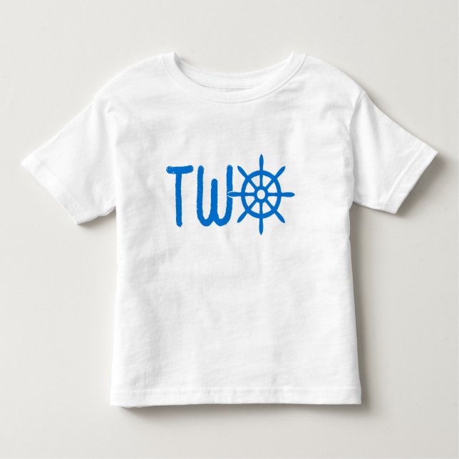 Blue Nautical boys 2nd Birthday Frakts Wheel Helm T Shirt (Framsida)
