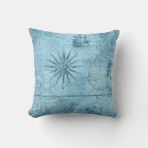 Blue Nautical Compass Dekorativ kudde