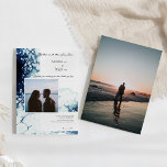 Blue Nautical Destination Wedding Photo Inbjudningar<br><div class="desc">Den här Blue Nautical Destination Wedding Photo Investigation parar elegant och klassiskt vitt med slående royal i mörk, blå vattenfärg över havet vinkarare som en fantastisk bakgrund för sofistikerad, minimalistisk typografi och boho-skriptdetaljer. Perfekt för en modern lyxsjöestetik med en unik moody sjöstrand stil. Den här snyggt kurerade samlingen kommer att...</div>