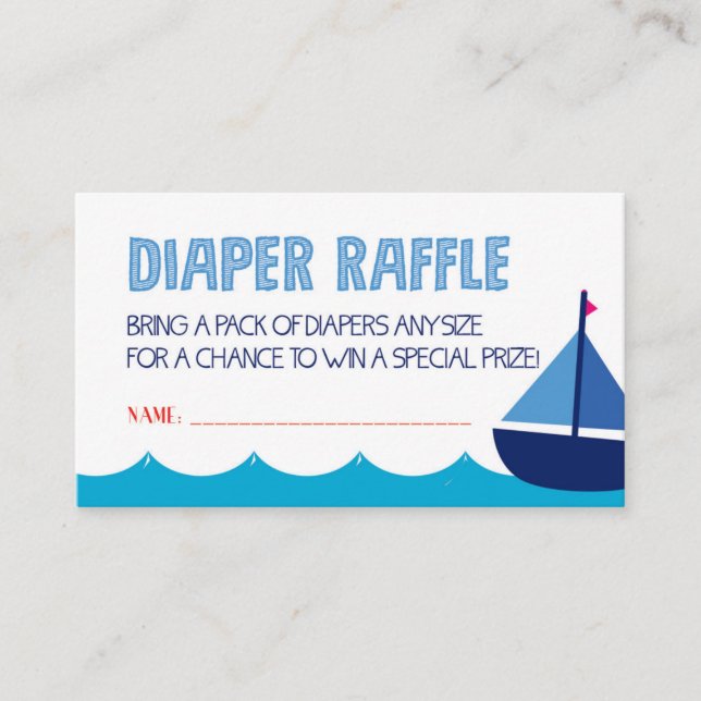 Blue Nautical Diaper Raffle Biljett Tilläggskort (Framsida)