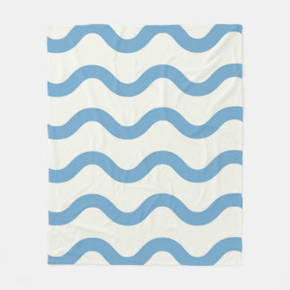 Blue Nautical Groovy Vågigt Rand Modern Minimalist Fleecefilt