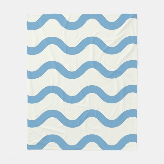 Blue Nautical Groovy Vågigt Rand Modern Minimalist Fleecefilt (Framsidan)