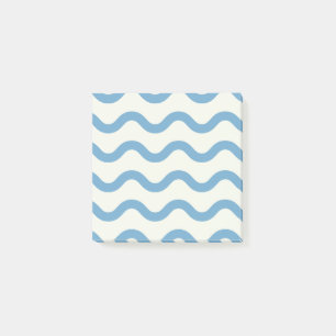 Blue Nautical Groovy Vågigt Rand Modern Minimalist Post-it Block