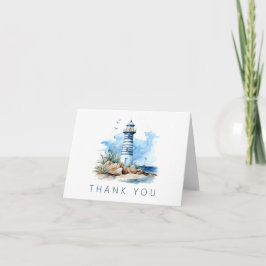 Blue Nautical Lighthouse Baby Shower Tack Kort