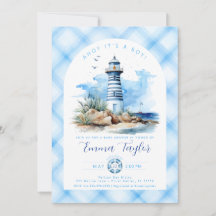 Blue Nautical Lighthouse Boy Baby Shower