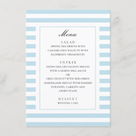 Blue nautical rand. Modern strimlad bröllop Meny