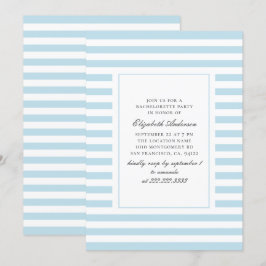 Blue nautical rand. Stripe Bachelorette Party Inbjudningar