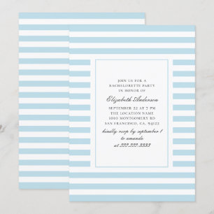 Blue nautical rand. Stripe Bachelorette Party Inbjudningar