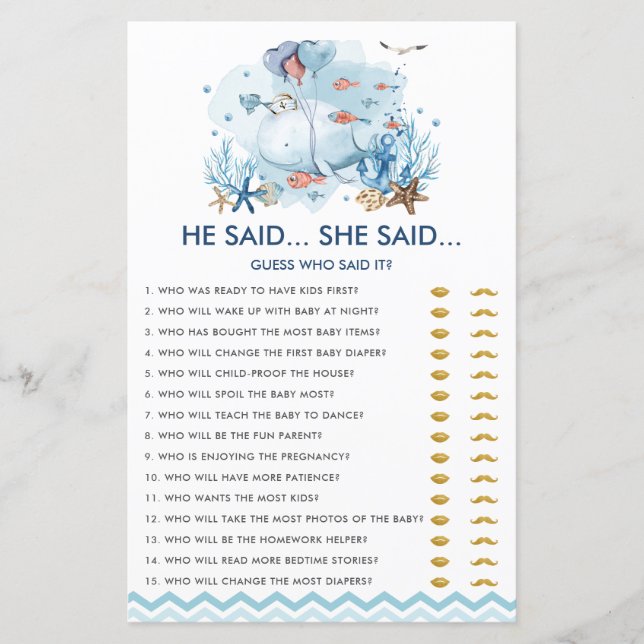 Blue Nautical Whale sa att hon sa att spel (Framsida)