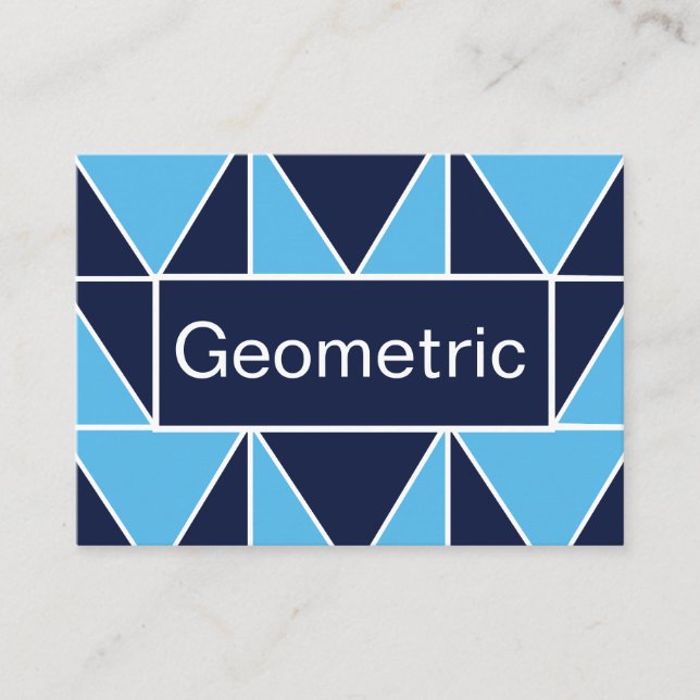 Blue Navy Blue Geometric Triangle Visitkort (Framsida)