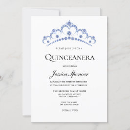 Blue & Navy Diamond Tiara Quinceanera Inbjudan