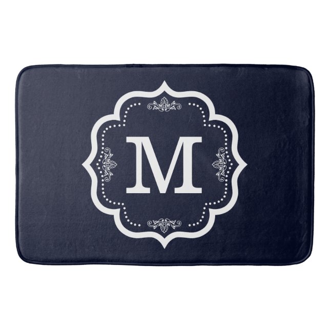 Blue Navy Monogram Badrumsmatta (Framsidan)