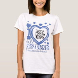Blue Navy Photo Heart I kärlek Min Boykompis T Shirt