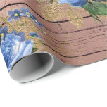 Blue Navy Ro Wood Rustic Blommigt Möhippa Presentpapper<br><div class="desc">Fintvätt av blommigt för många tillfälle som bröllop,  födelsedagsfest,  möhippa,  möte med kompisars florenceK-design</div>