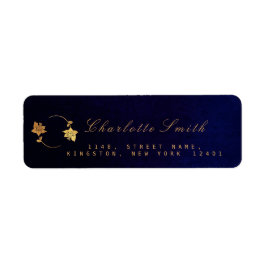 Blue Navy Velvet Golden Foil Returetiketters Returadress Etikett