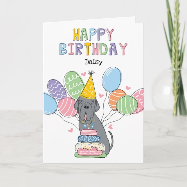 Blue Neapolitan Mastiff Birthday Kort (Framsida)