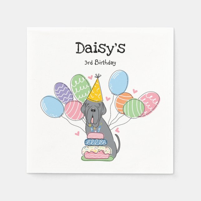 Blue Neapolitan Mastiff Hund Födelsedagsfest Pappersservett (Framsidan)