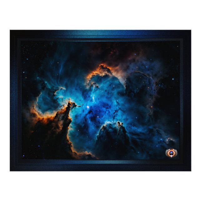 Blue Nebula Clouds AI Concept Art by Xzendor 7 Fototryck (Framsidan)
