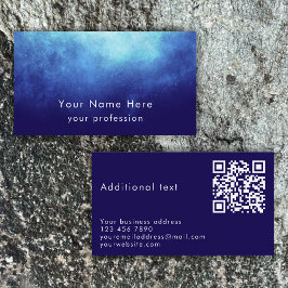Blue Nebula Custom Text Cool Modern QR Code Visitkort