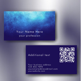 Blue Nebula Custom Text Cool Modern QR Code Visitkort