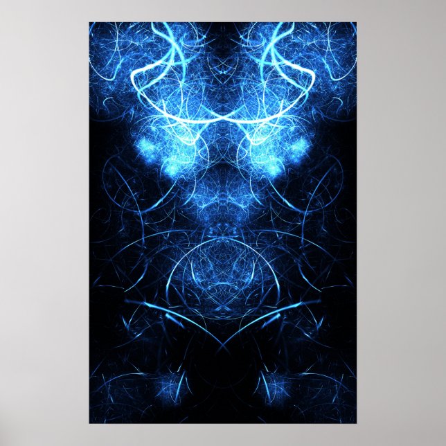 Blue Nebula Energy Fractal Art Poster (Framsidan)