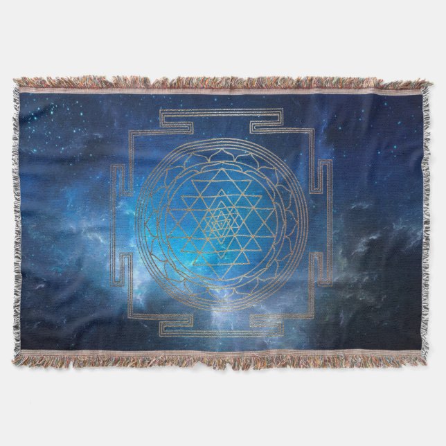 Blue Nebula Sri Yantra - Blanket Filt (Framsidan)