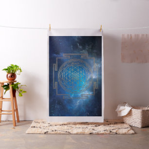 Blue Nebula Sri Yantra - Fabric Tyg