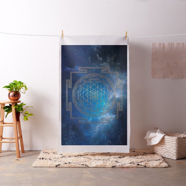 Blue Nebula Sri Yantra - Fabric Tyg (In Situ)