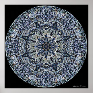 Blue Nedfläckad-Glass Mandala Poster