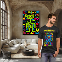 Blue Neon Alien - Funky One-Eyed Pop Art-tecken
