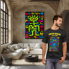 Blue Neon Alien - Funky One-Eyed Pop Art-tecken T Shirt