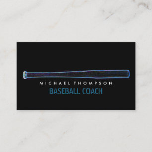 Blue Neon Baseball Fladdermus, Baseball Player, Co Visitkort