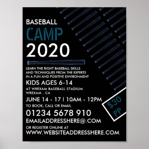 Blue Neon Baseball Fladdermus, reklam för kaseball Poster