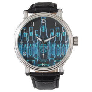 Blue Neon Beer Flaskor Armbandsur