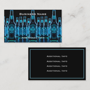 Blue Neon Beer Flaskor Visitkort