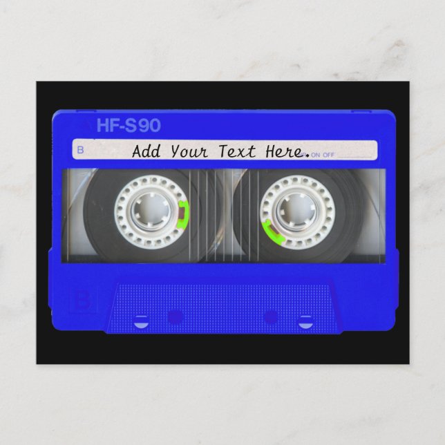 Blue Neon Cassette Tape Vykort (Framsida)