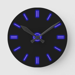 Blue Neon Clock Rund Klocka