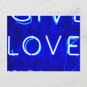 Blue Neon Kärlek SIgn Vykort