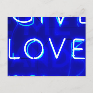 Blue Neon Kärlek SIgn Vykort