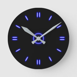 Blue Neon Rund Klocka