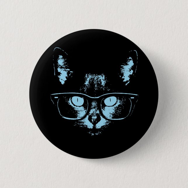 Blue Nerd Cat Knapp (Framsida)