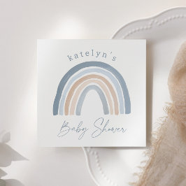 Blue Neutralt Boho Rainbow Baby Shower Pappersservett
