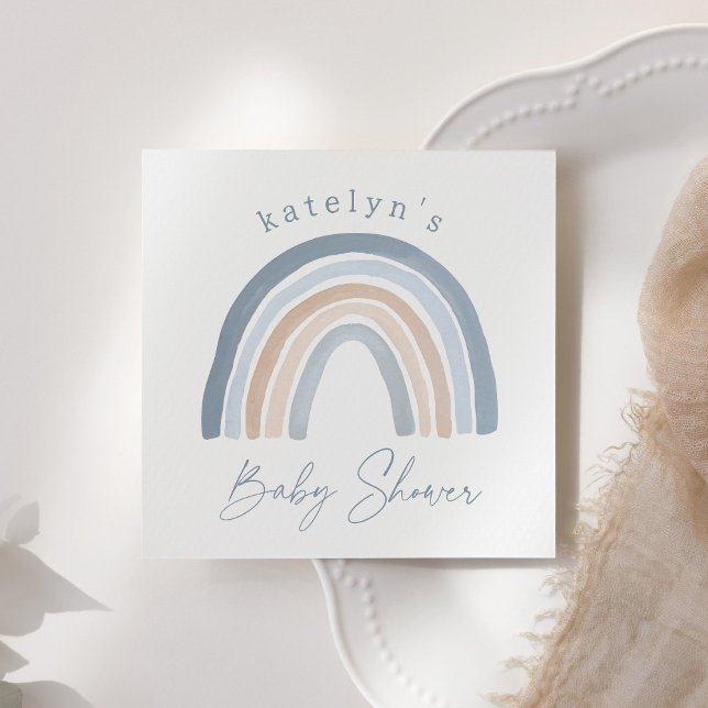 Blue Neutralt Boho Rainbow Baby Shower Pappersservett (Skapare uppladdad)