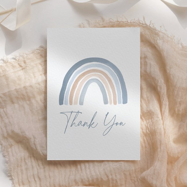Blue Neutralt Boho Rainbow Baby Shower Tack Kort (Skapare uppladdad)