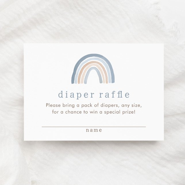 Blue Neutralt Boho Rainbow Diaper Raffle Biljett Tilläggskort (Skapare uppladdad)