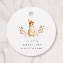 Blue Neutralt Bunny Wildblomme Baby Shower Gåvor Etiketter