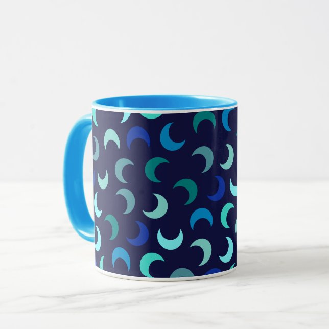 Blue New Måne Mönster Mugg (Framsida vänster)