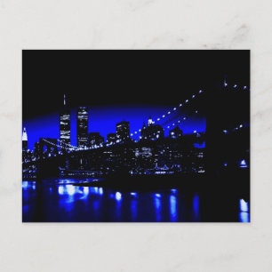 Blue New York City Brooklyn Bridge-vykort Vykort